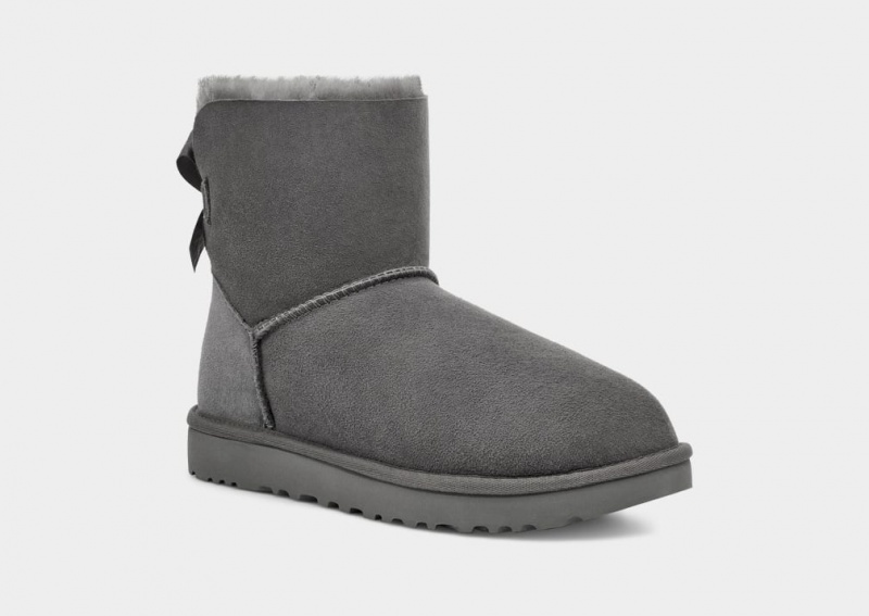 Kozaki Damskie Ugg Mini Bailey Bow II Szare | NJW-495728