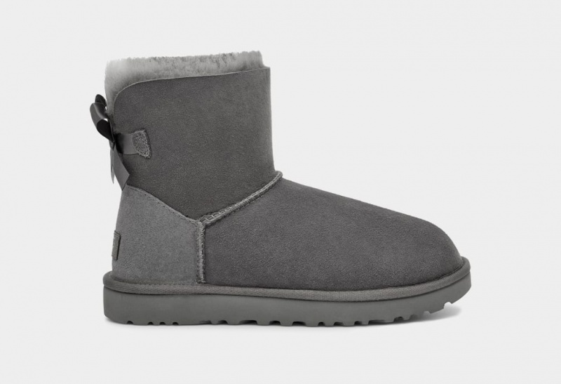 Kozaki Damskie Ugg Mini Bailey Bow II Szare | NJW-495728