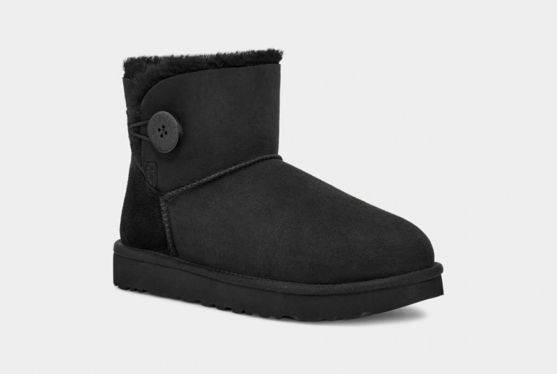 Kozaki Damskie Ugg Mini Bailey Button II Czarne | EGB-421639