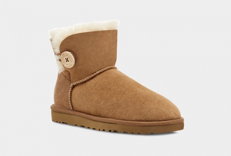 Kozaki Damskie Ugg Mini Bailey Button II Brązowe | UWN-907283