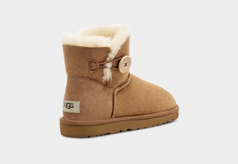 Kozaki Damskie Ugg Mini Bailey Button II Brązowe | UWN-907283