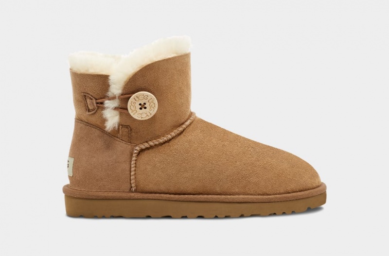 Kozaki Damskie Ugg Mini Bailey Button II Brązowe | UWN-907283