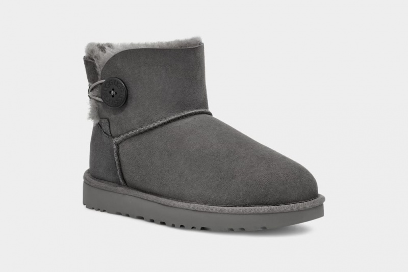 Kozaki Damskie Ugg Mini Bailey Button II Szare | UJL-384670