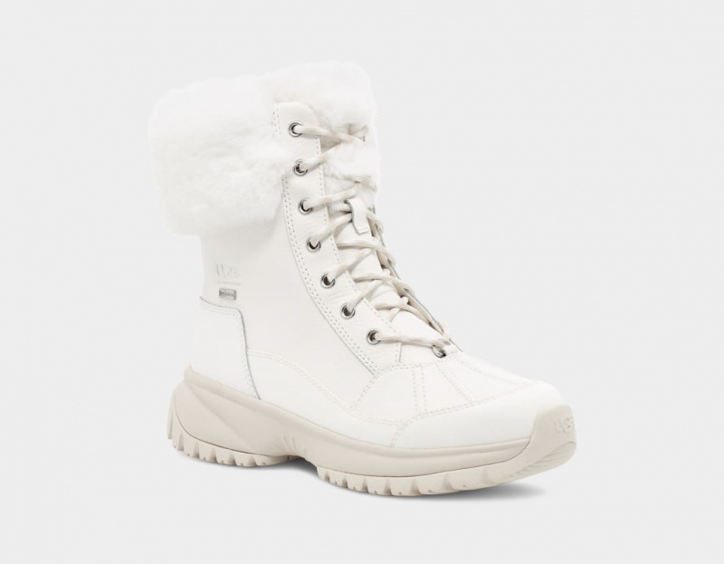 Kozaki Damskie Ugg Yose Fluff Białe | KCX-917356