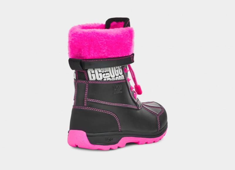 Kozaki Dziecięce Ugg Butte II CWR Glow Grafiką Czarne Różowe | ELC-560823