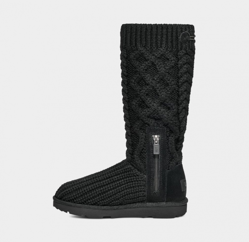 Kozaki Dziecięce Ugg Klasyczne Cardi Cabled Knit Czarne | YQX-423709