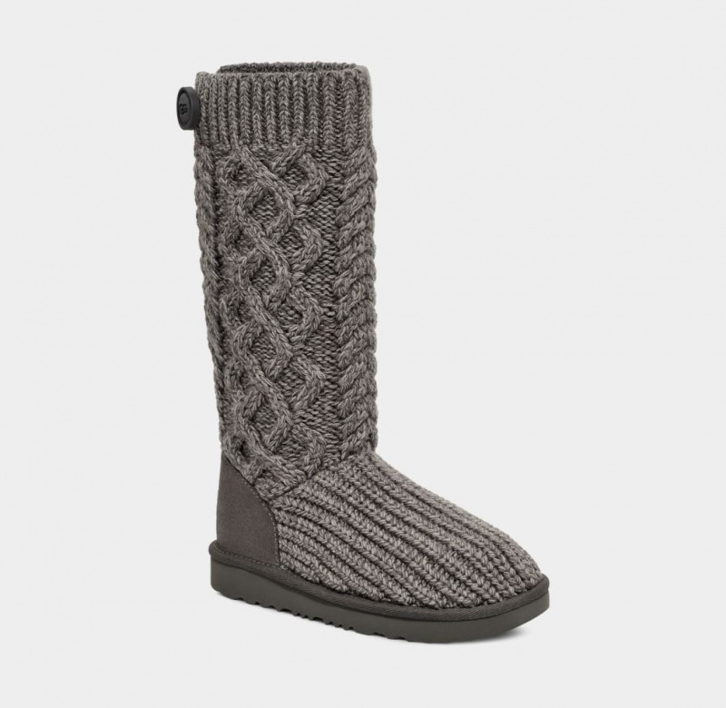 Kozaki Dziecięce Ugg Klasyczne Cardi Cabled Knit Szare | ONI-568923