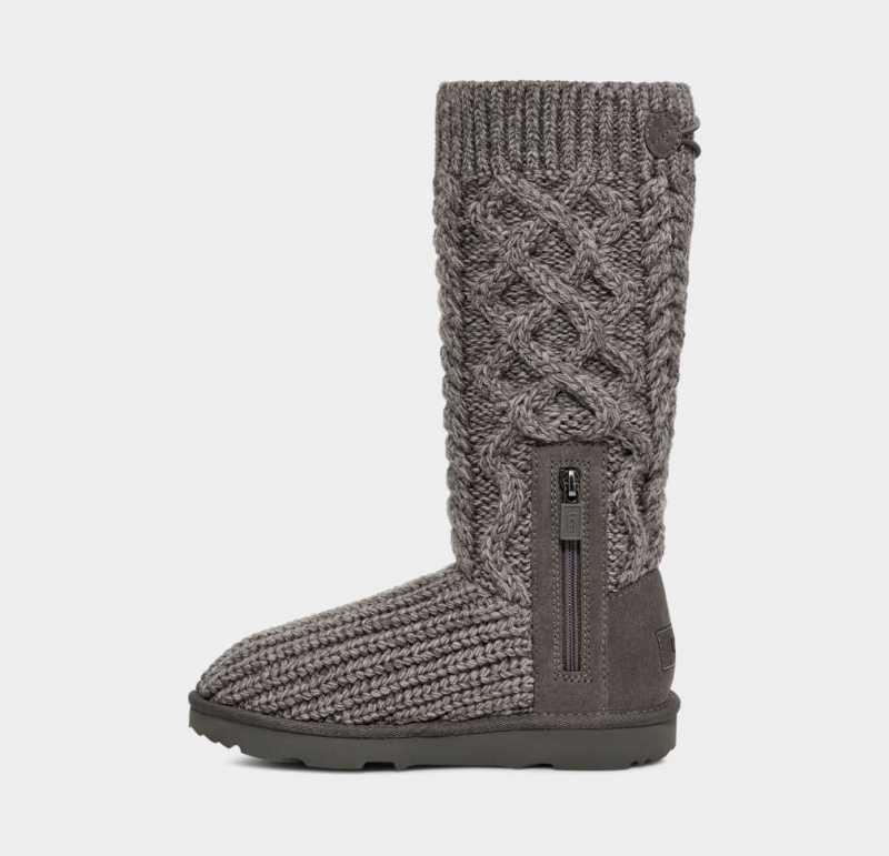 Kozaki Dziecięce Ugg Klasyczne Cardi Cabled Knit Szare | ONI-568923