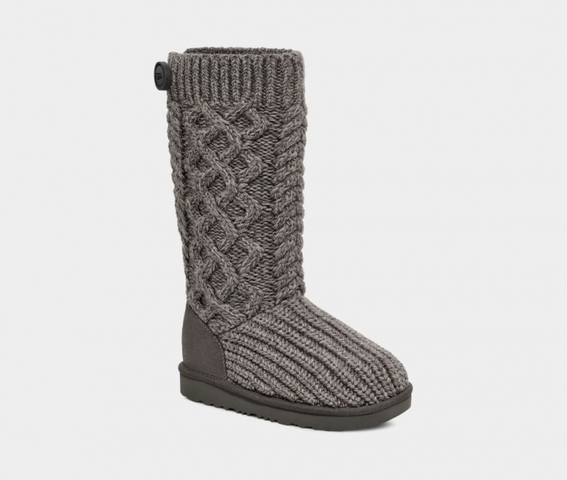 Kozaki Dziecięce Ugg Klasyczne Cardi Cabled Knit Szare | HMC-814597