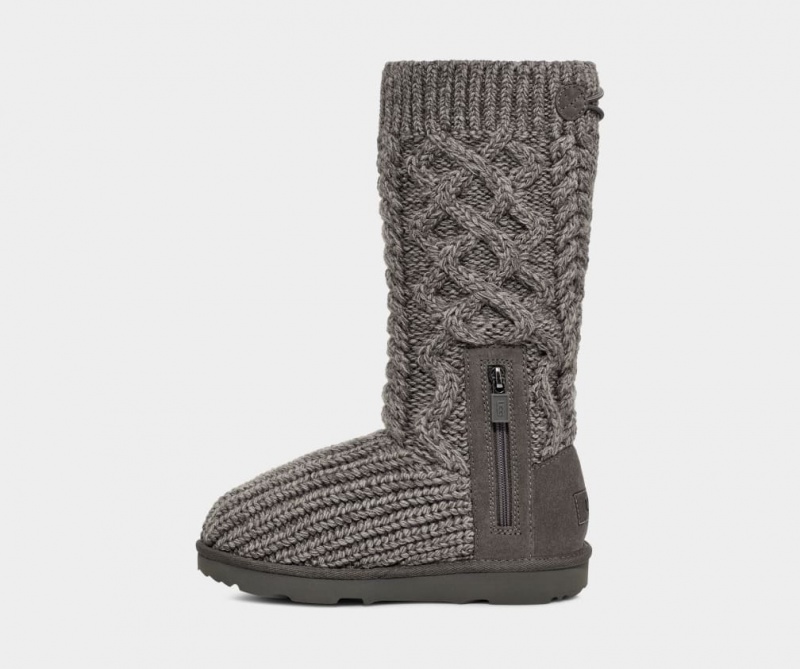 Kozaki Dziecięce Ugg Klasyczne Cardi Cabled Knit Szare | HMC-814597