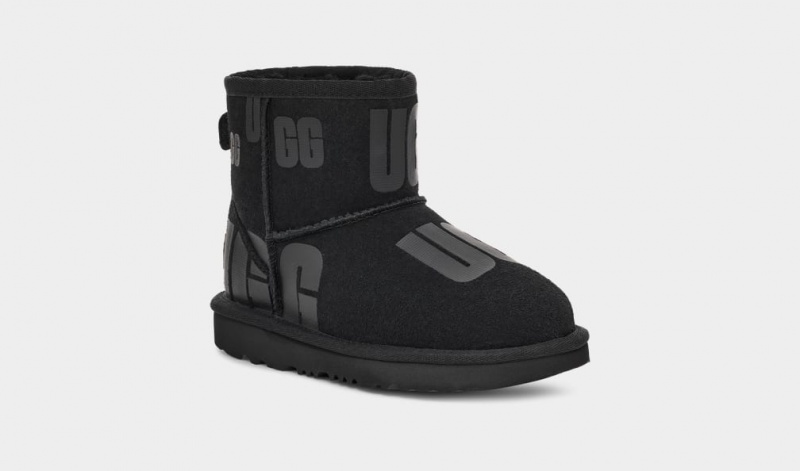 Kozaki Dziecięce Ugg Klasyczne Mini Scatter Grafiką Czarne | RXL-467513