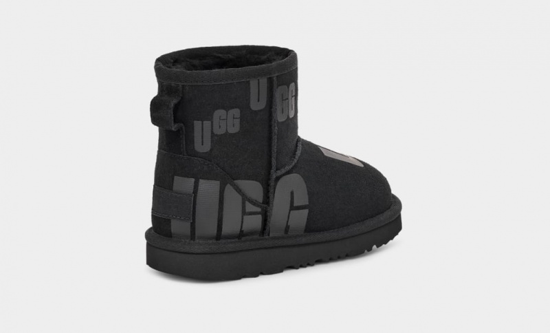 Kozaki Dziecięce Ugg Klasyczne Mini Scatter Grafiką Czarne | RXL-467513