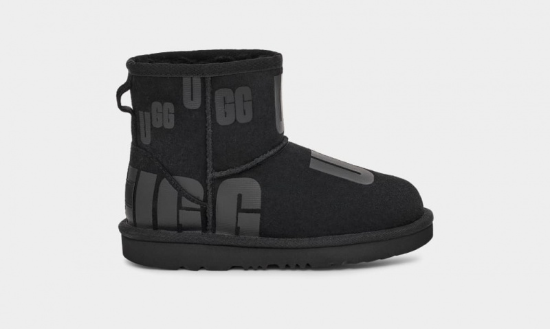 Kozaki Dziecięce Ugg Klasyczne Mini Scatter Grafiką Czarne | RXL-467513