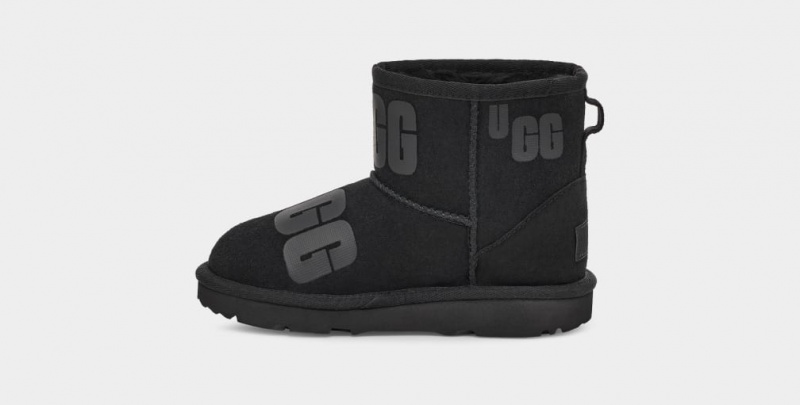 Kozaki Dziecięce Ugg Klasyczne Mini Scatter Grafiką Czarne | WLD-307164