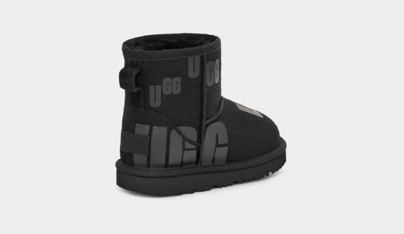 Kozaki Dziecięce Ugg Klasyczne Mini Scatter Grafiką Czarne | WLD-307164