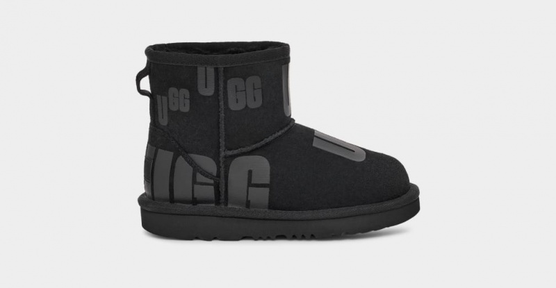 Kozaki Dziecięce Ugg Klasyczne Mini Scatter Grafiką Czarne | WLD-307164