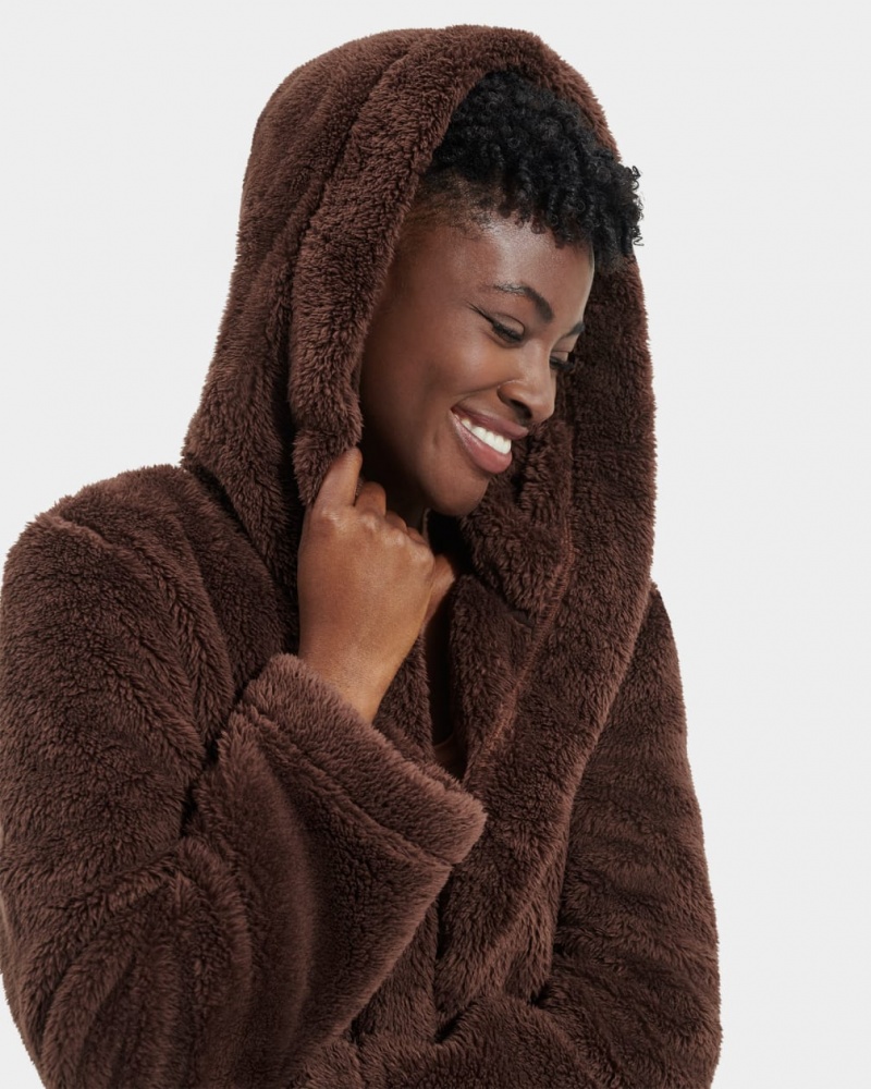 Odzież Na Noc Damskie Ugg Aarti Plush Robe Czekolada | UEV-068591