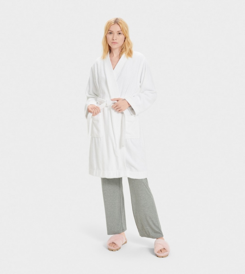 Odzież Na Noc Damskie Ugg Lorie Terry Robe Białe | GBE-809362