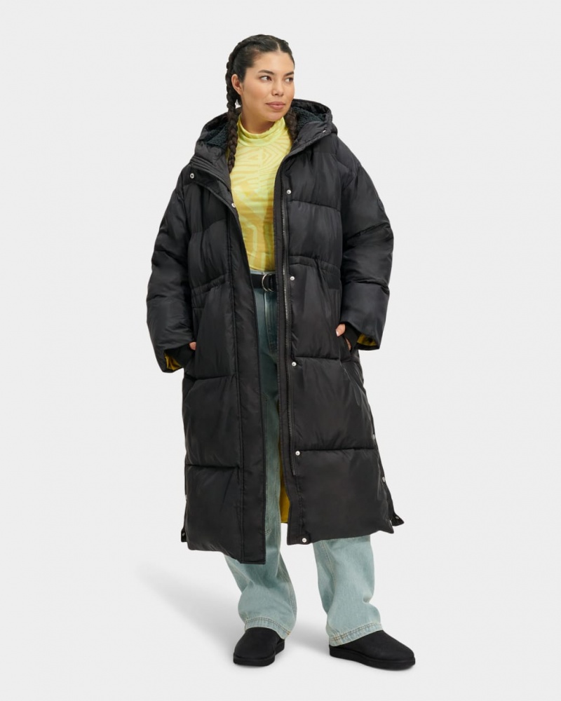 Płaszcze Damskie Ugg Keeley Long Puffer Czarne | RJD-358102