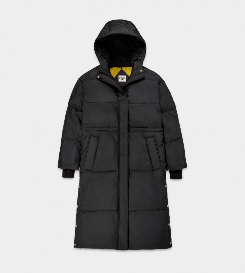 Płaszcze Damskie Ugg Keeley Long Puffer Czarne | RJD-358102