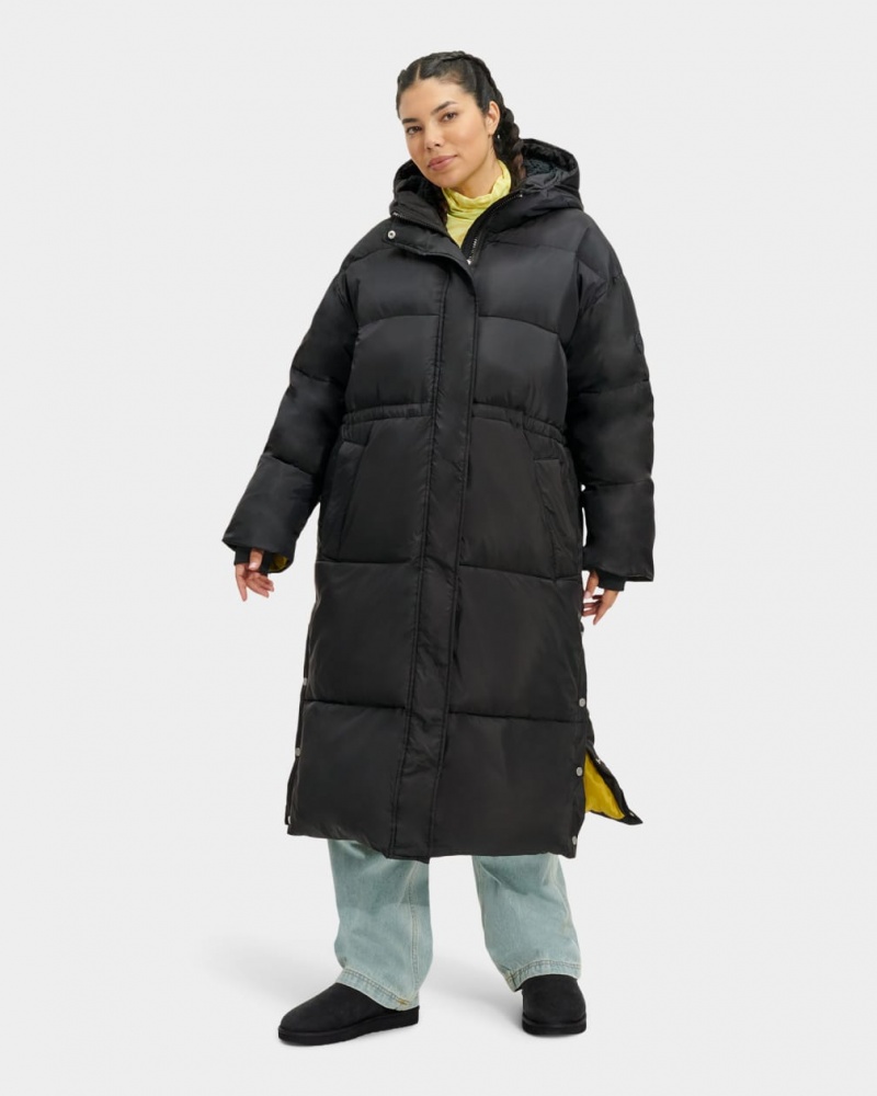 Płaszcze Damskie Ugg Keeley Long Puffer Czarne | RJD-358102