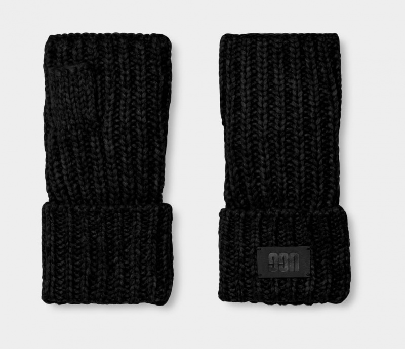 Rękawiczki Damskie Ugg Chunky Fingerless Cuff Czarne | UXJ-120587