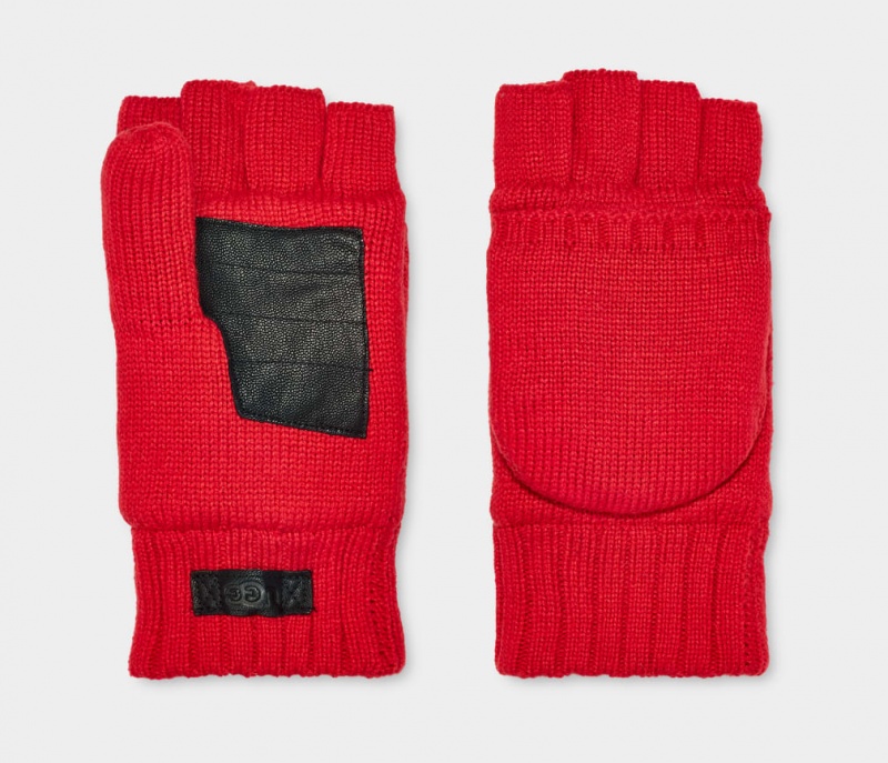 Rękawiczki Męskie Ugg Knit Flip Mitten Czerwone | ZAE-103598