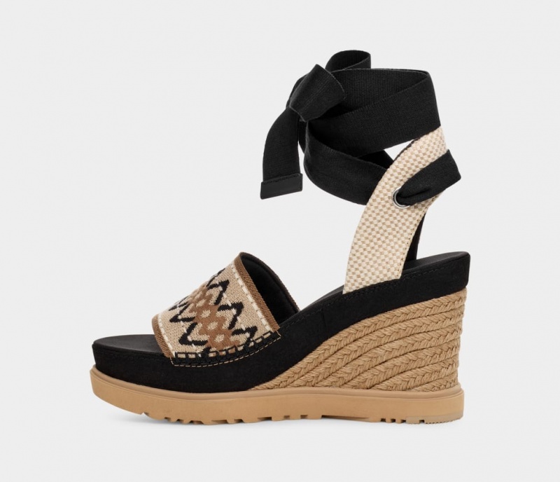 Sandały Damskie Ugg Abbot Wrap Czarne | QYO-389027