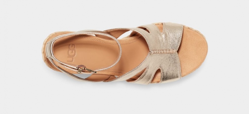 Sandały Damskie Ugg Careena Złote Metal | FHL-463720