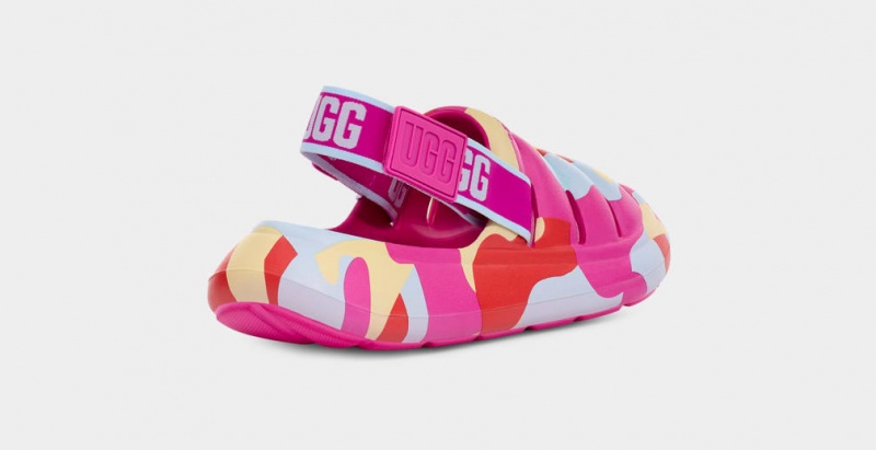 Sandały Damskie Ugg Sportowe Yeah Camopop Czerwone | PEN-360812