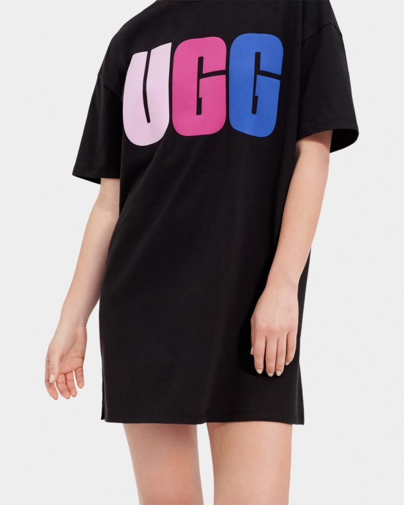 Sukienki Damskie Ugg Alayah Logo T-Shirt Czarne | LHF-829063