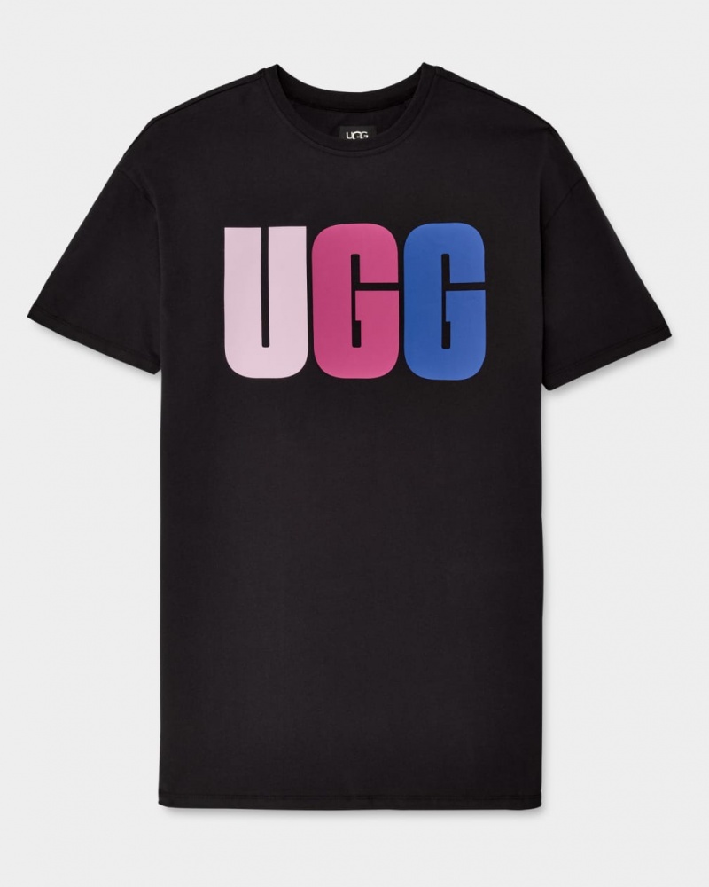 Sukienki Damskie Ugg Alayah Logo T-Shirt Czarne | LHF-829063