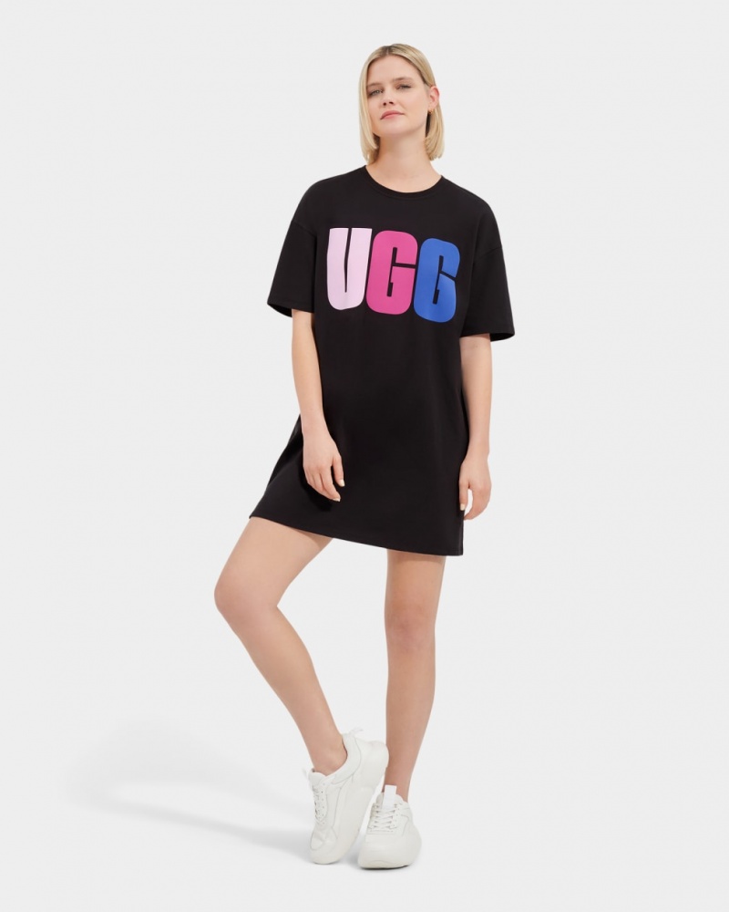 Sukienki Damskie Ugg Alayah Logo T-Shirt Czarne | LHF-829063